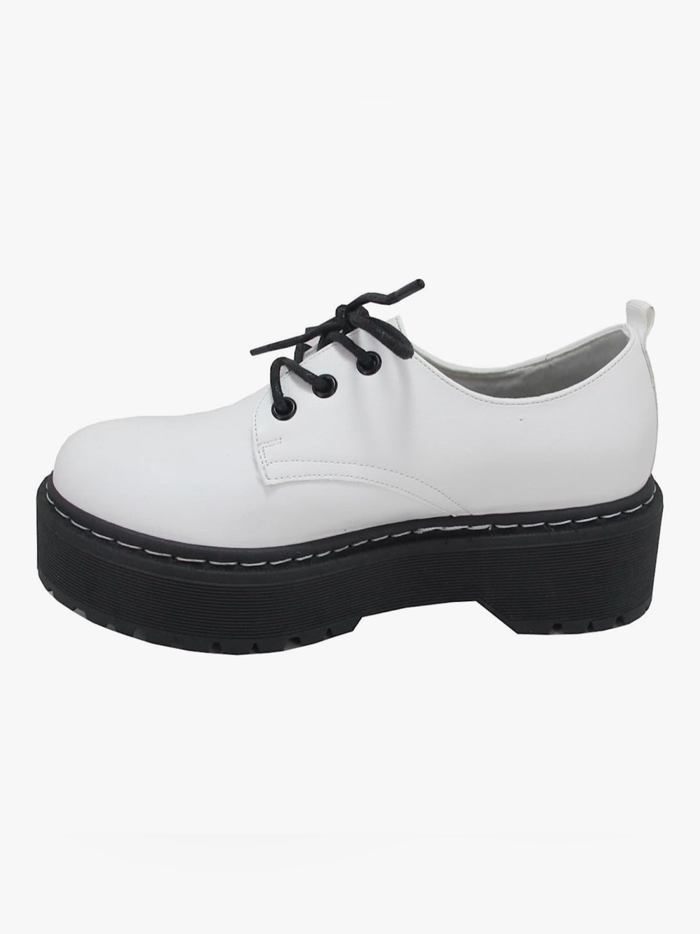 Jellypop White Platform Lace-Up Loafers with Black Sole